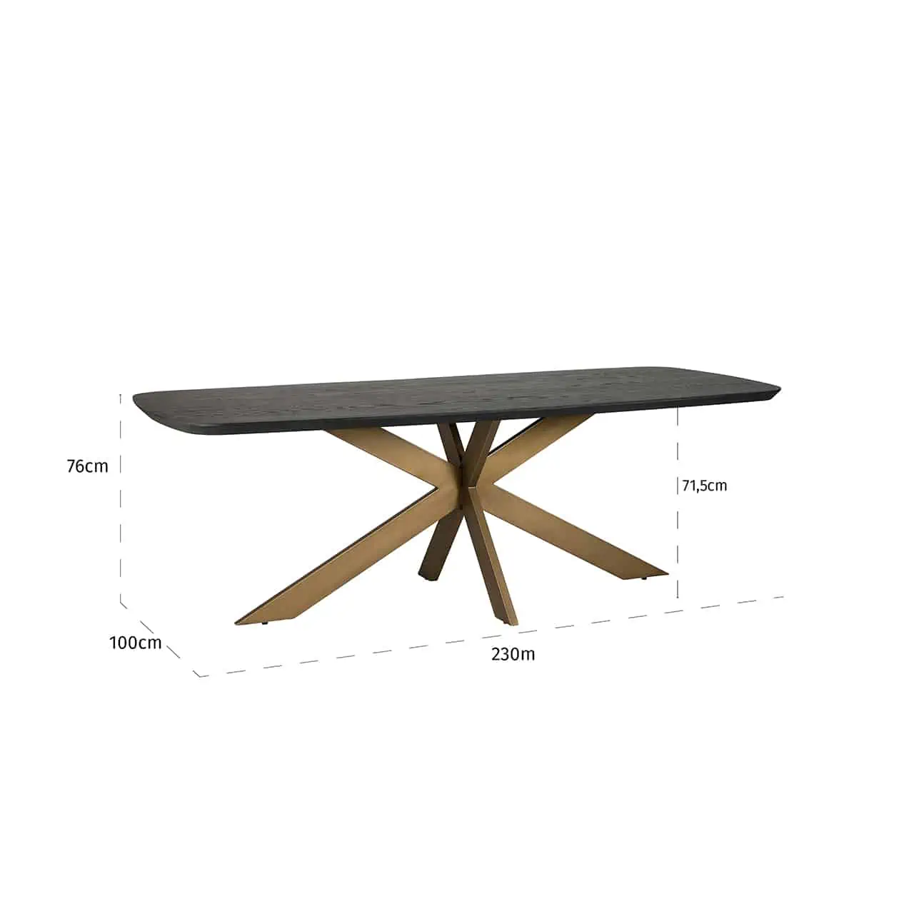 Luxury Oval Dining Table with brass gold 230cm