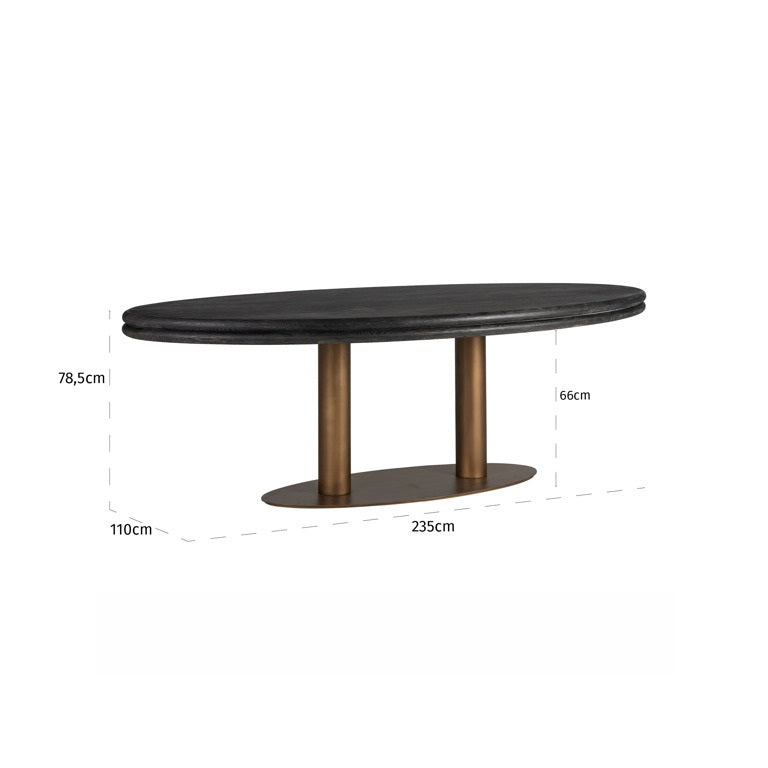 OVAL DINING TABLE WITH BRASS LEGS 235CM