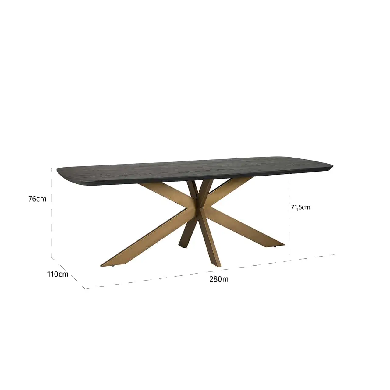 Luxury Oval Dining Table with brass gold 280cm