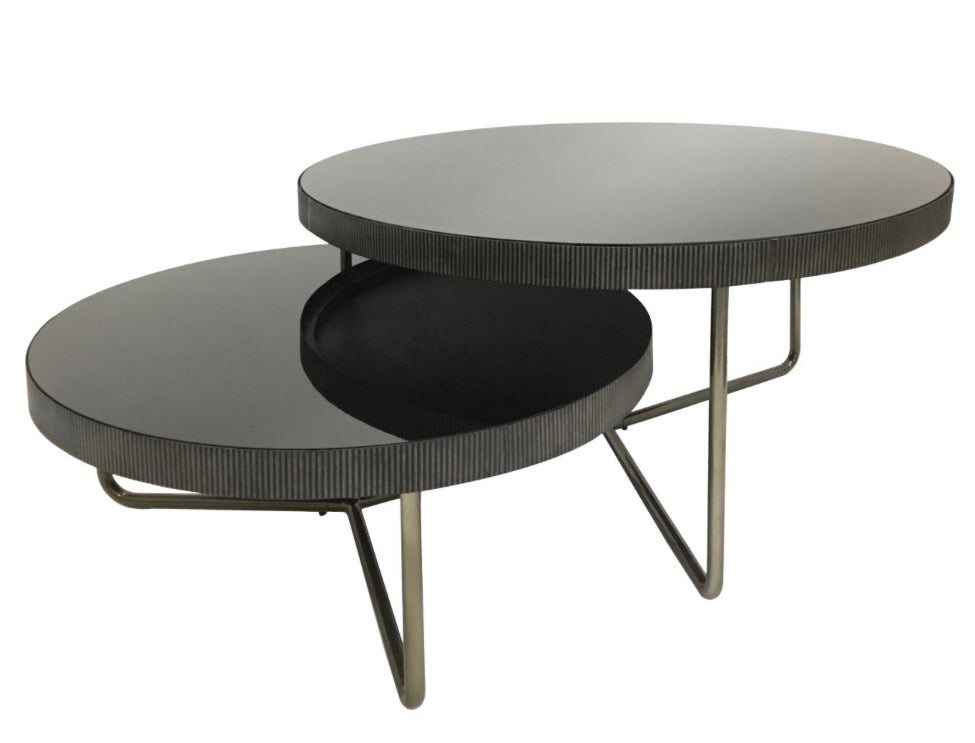 Knightsbridge Round Coffee Table with Black Tinted Glass