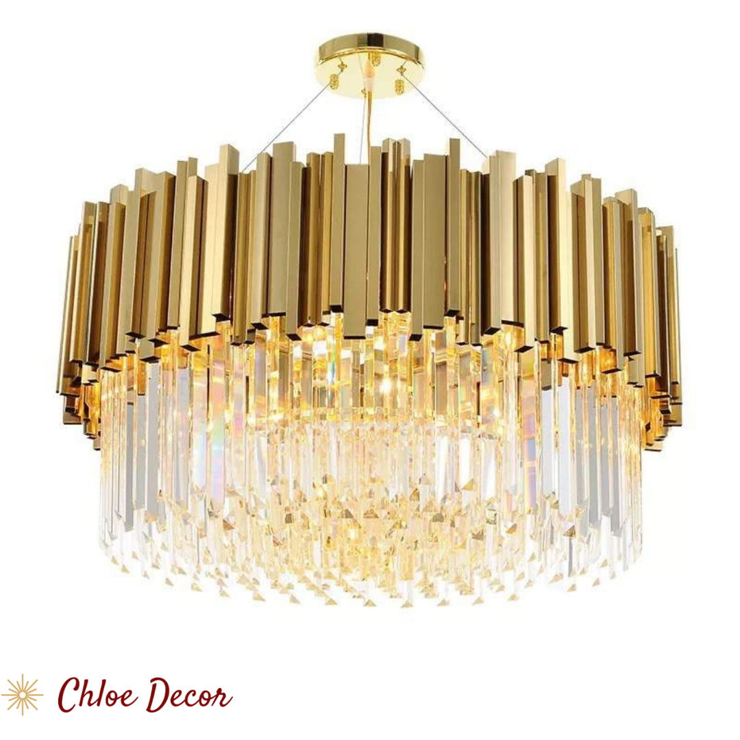 Luxury Round Gold Crystal Ceiling Light