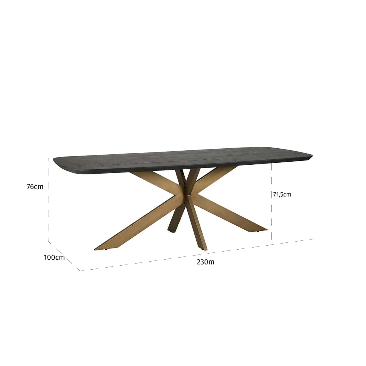 Luxury Oval Dining Table with brass gold  230cm