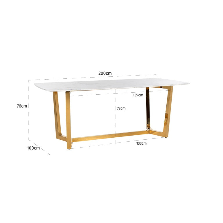 Faux Marble Table With gold legs 200cm