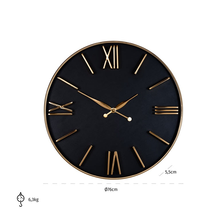 Black & Gold Roman numbers clock