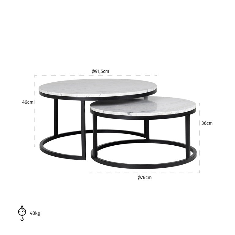 Marble Coffee Table Set of 2