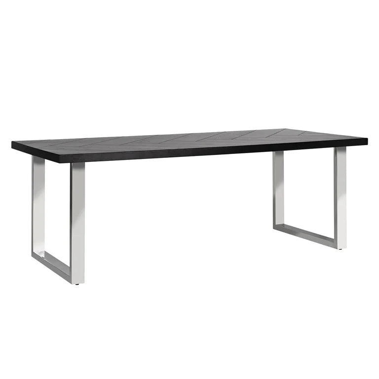 Dining table with silver U-legs (Black)