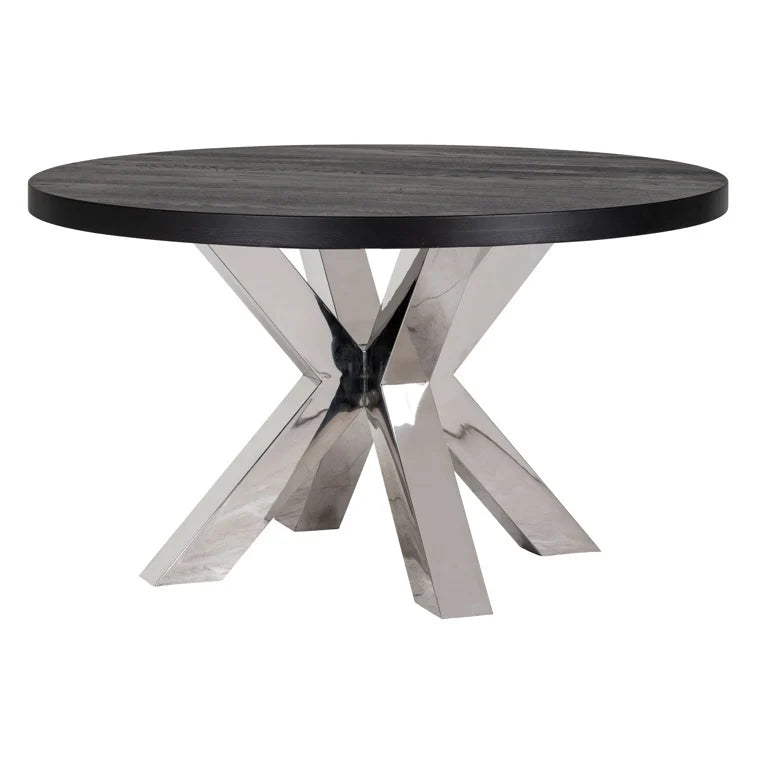 Dining table top Ø140 cm with X-leg Bodhi silver (Black)