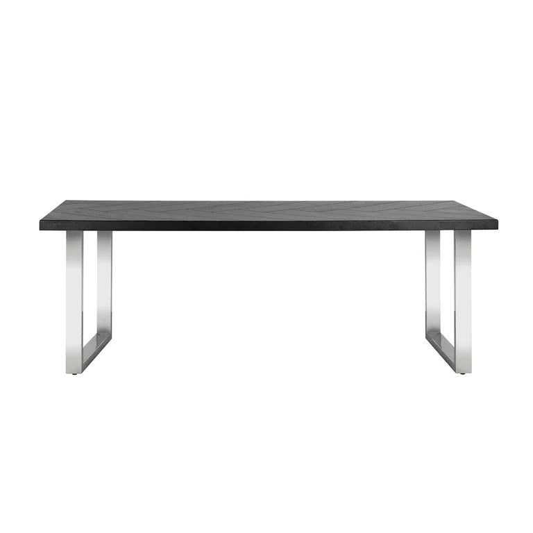 Dining table with silver U-legs (Black)