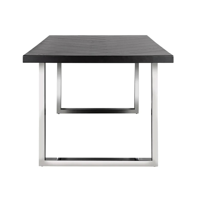 Dining table with silver U-legs (Black)