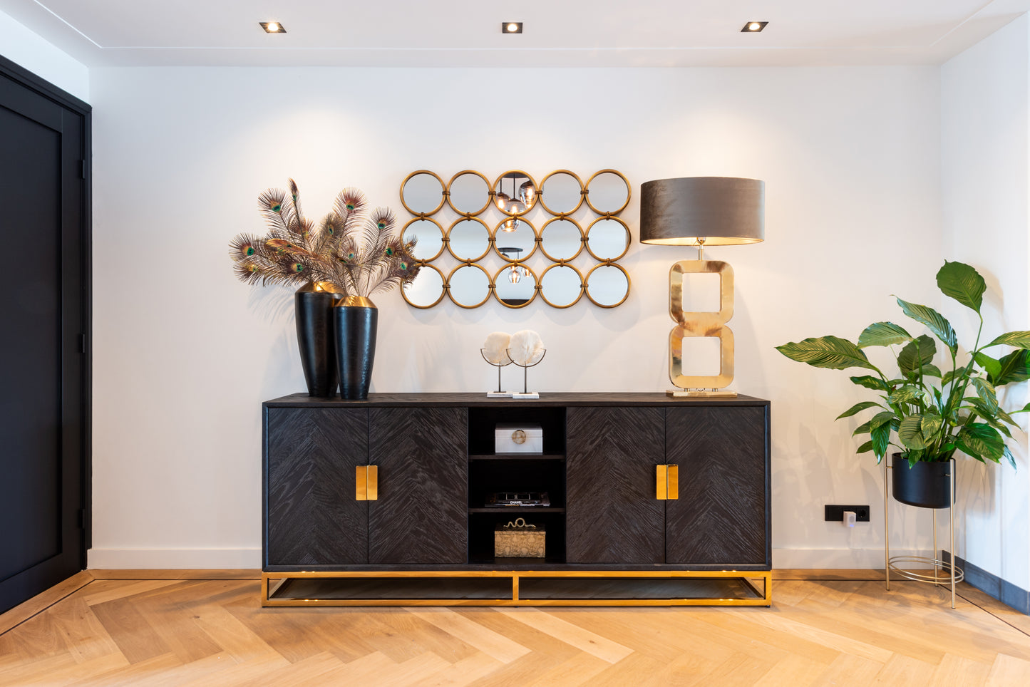 TV-Unit Blackbone gold 4-doors