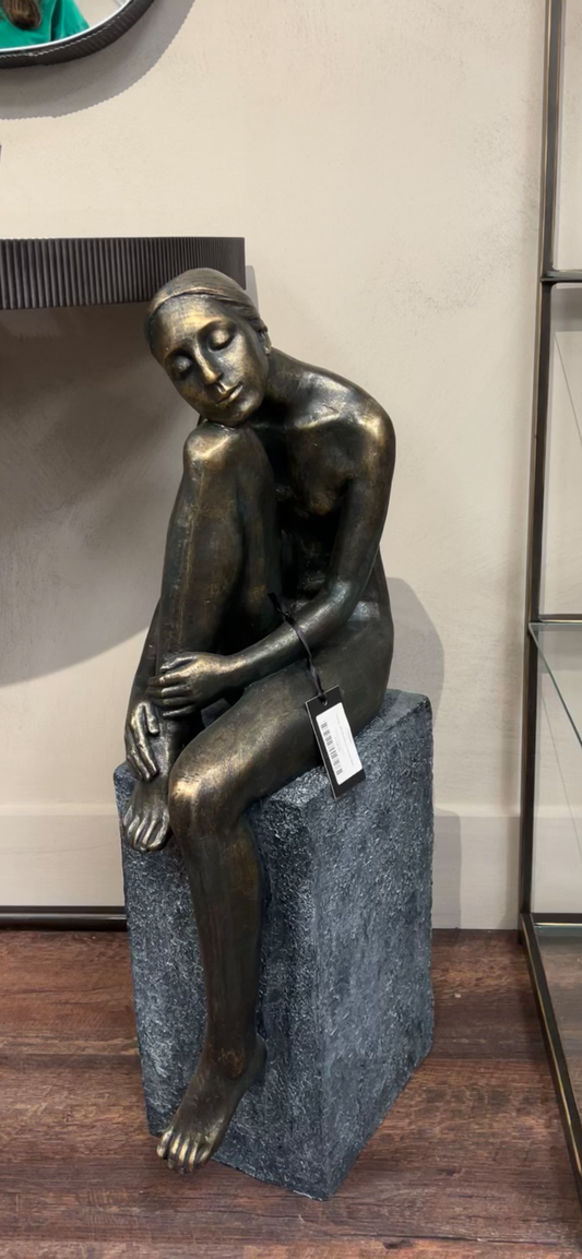 Thinking Lady Sculpture In Bronze Resi