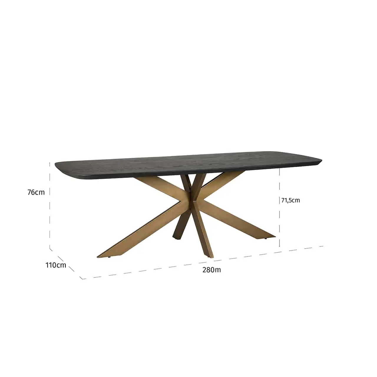 Luxury Oval Dining Table with brass gold  280cm