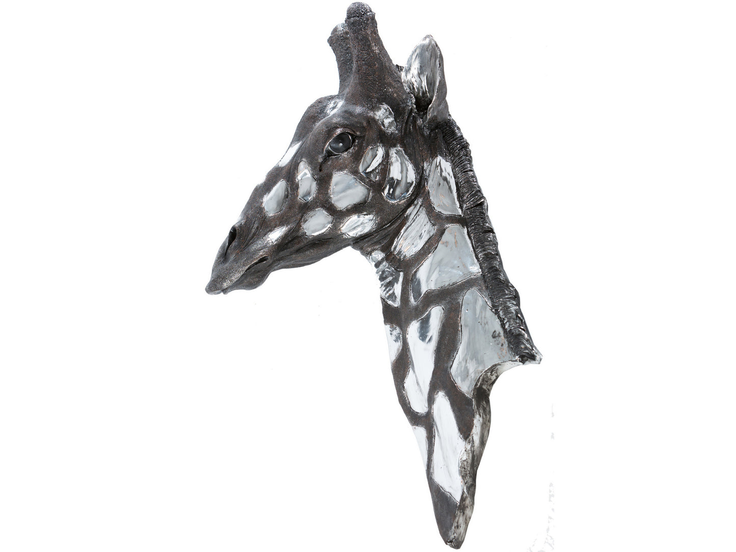 Dappled Silver Giraffe Head Wall Plaque