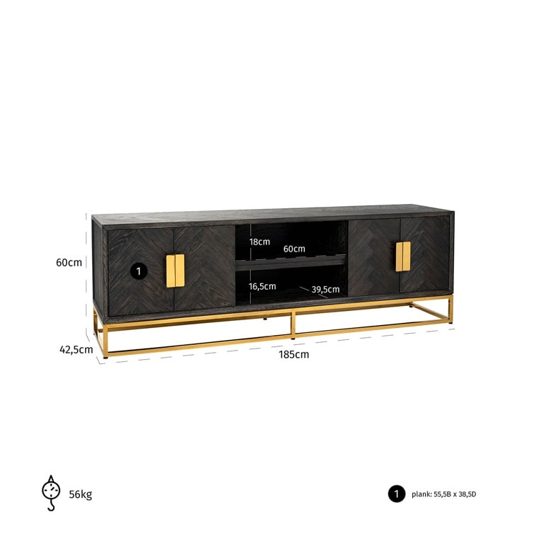 TV-Unit Blackbone gold 4-doors