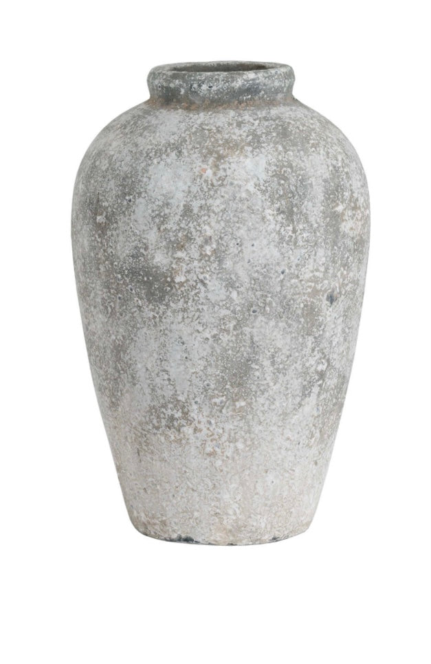 Aged Stone Tall Ceramic Vase