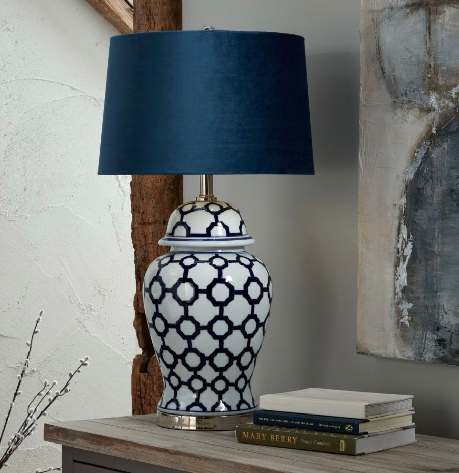 Blue and White Ceramic Lamp