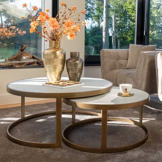 Coffee table Whitebone brass set of 2