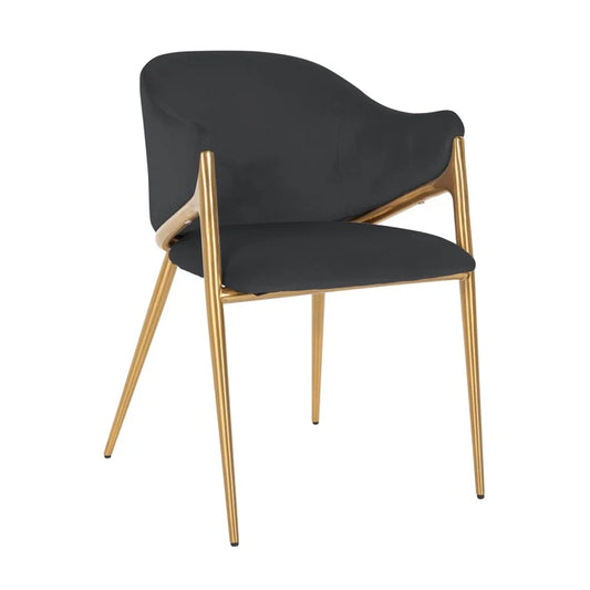 Chair Gwen black and khaki velvet fire retardant