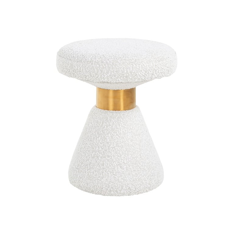 Pouffe Tribe 41Ø white bouclé fire retardant