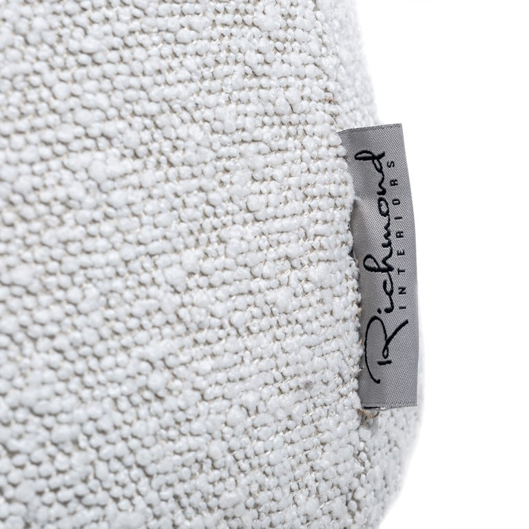 Pouffe Tribe 41Ø white bouclé fire retardant