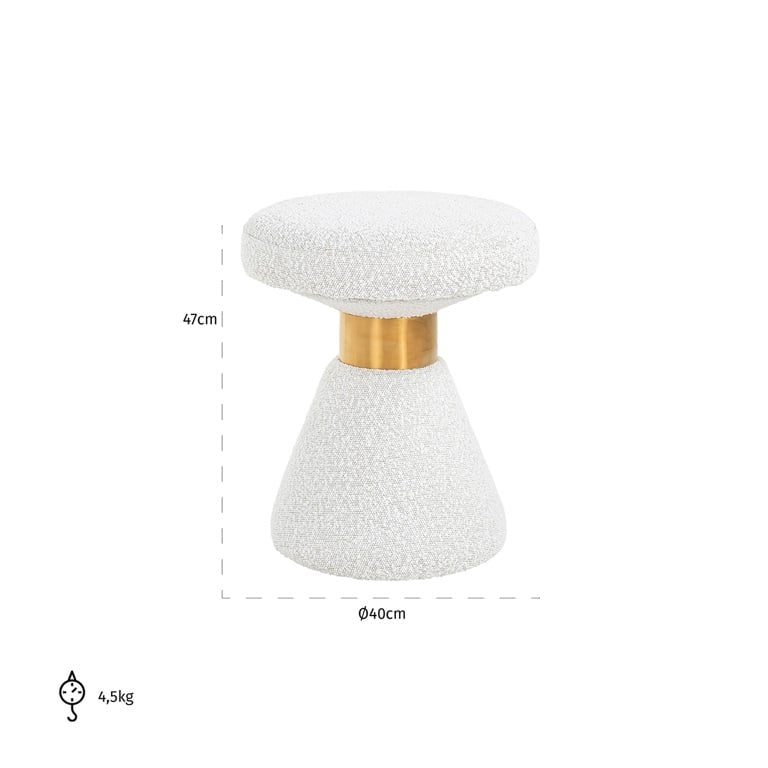 Pouffe Tribe 41Ø white bouclé fire retardant