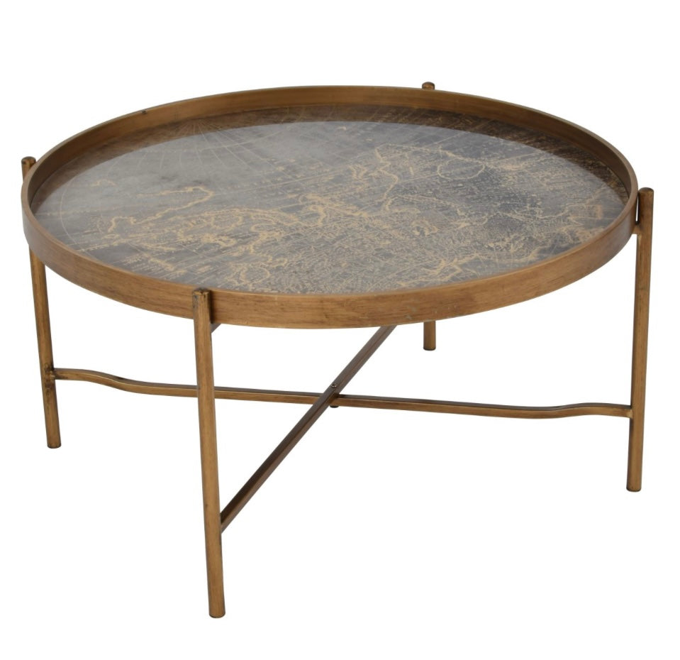 Vienna Antique Gold Atlas Coffee Tray Table