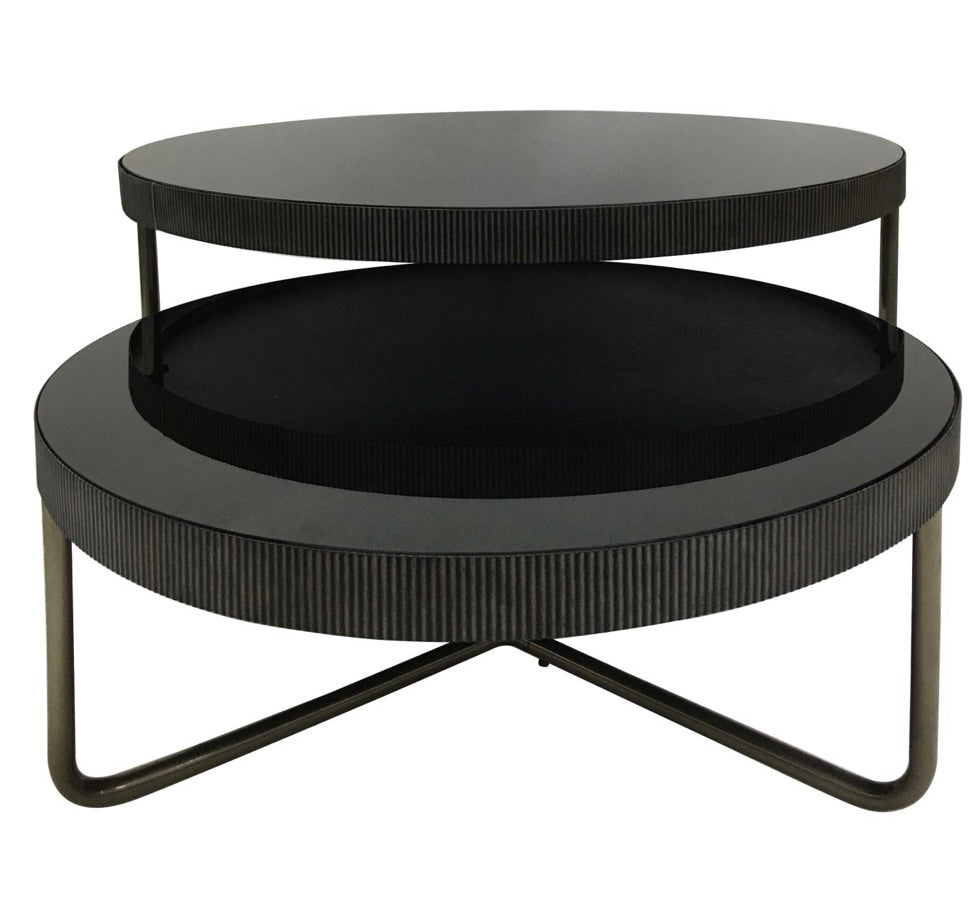 Knightsbridge Round Coffee Table with Black Tinted Glass