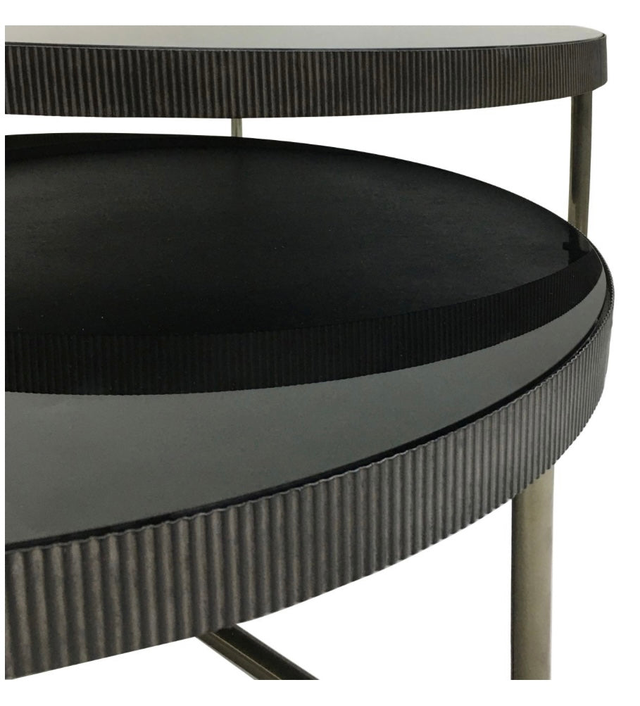 Knightsbridge Round Coffee Table with Black Tinted Glass