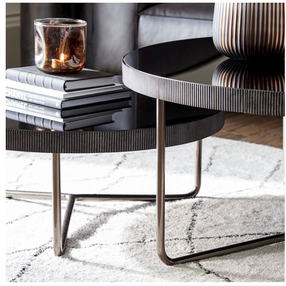 Knightsbridge Round Coffee Table with Black Tinted Glass