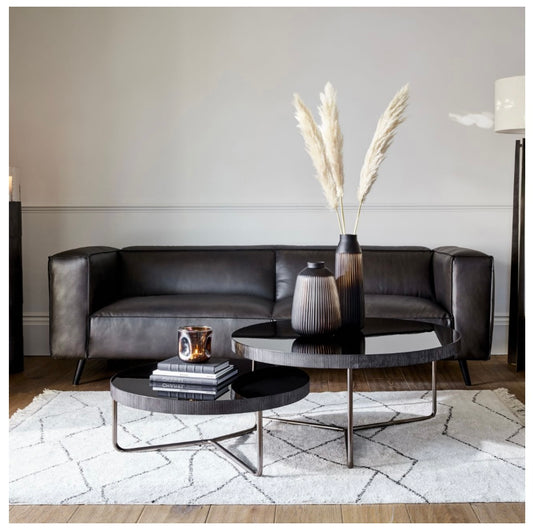 Knightsbridge Round Coffee Table with Black Tinted Glass