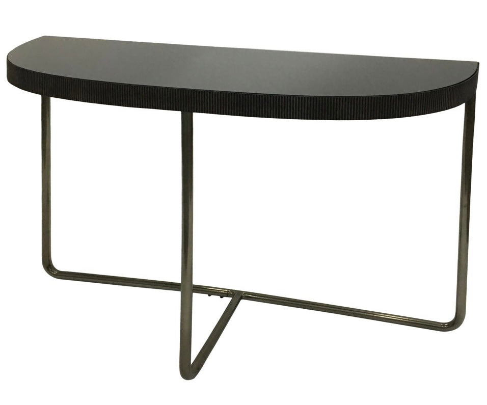 Knightsbridge Half Moon Console Table with Black Tinted Glass