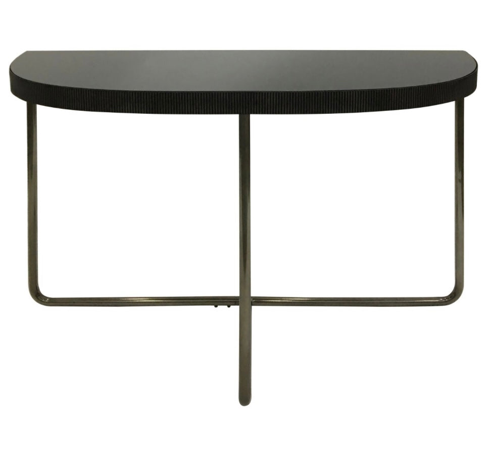 Knightsbridge Half Moon Console Table with Black Tinted Glass