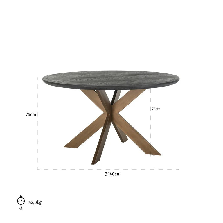 Dining table Blackbone brass (Black rustic)