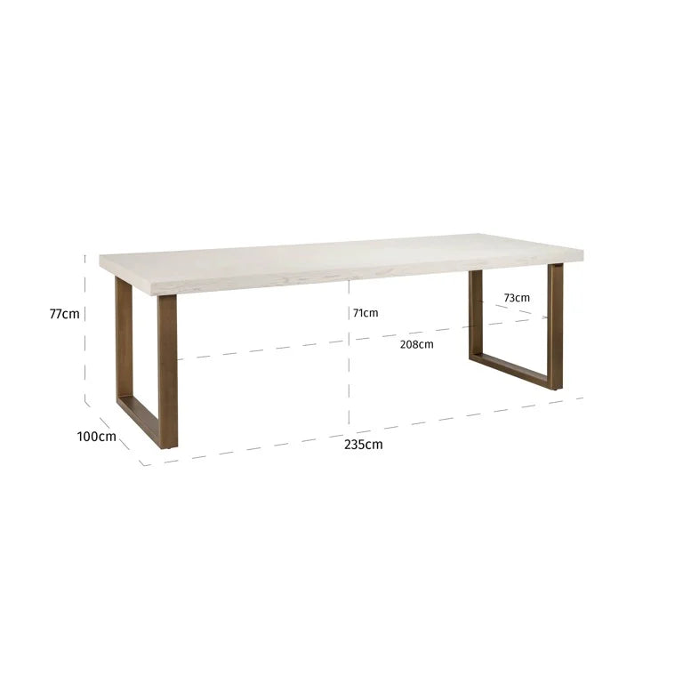 Dining table Whitebone brass 235