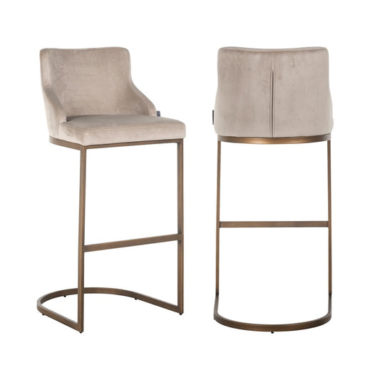 Bar Stool Bolton Khaki velvet / brushed gold