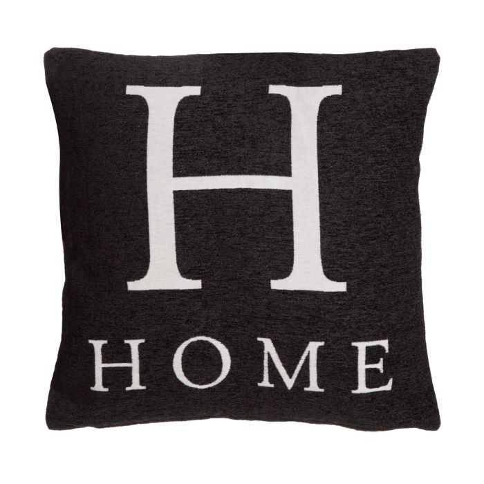 WORDS 'HOME' BLACK CUSHION