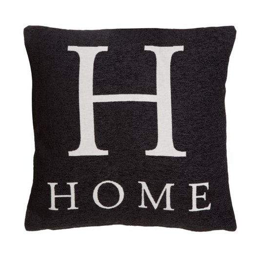 WORDS 'HOME' BLACK CUSHION