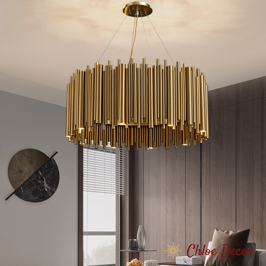 Modern Gold Metal Round  Chandelier