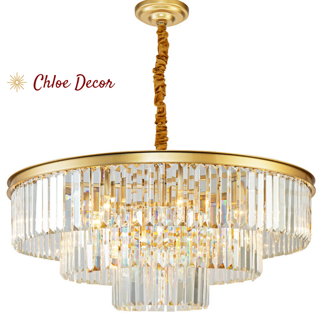 Gold Rim Crystal Chandelier