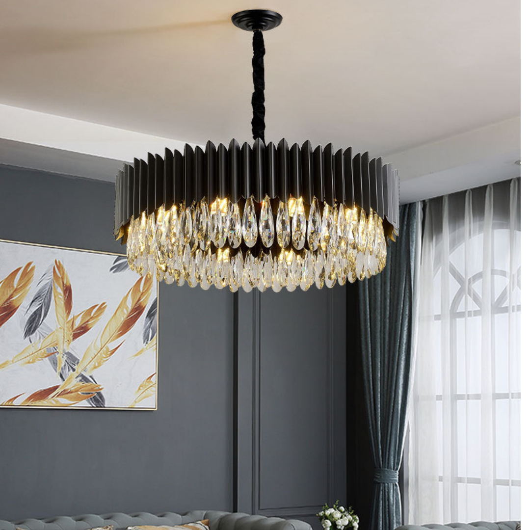 Black And Crystal Round chandelier