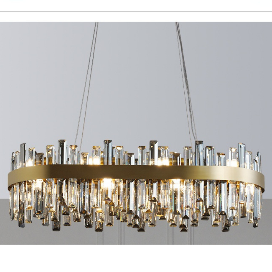 Nordic Golden Round/Rectangle Chandelier With Crystals