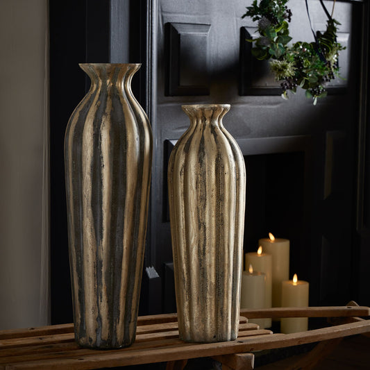 Burnished and Grey Striped Vase