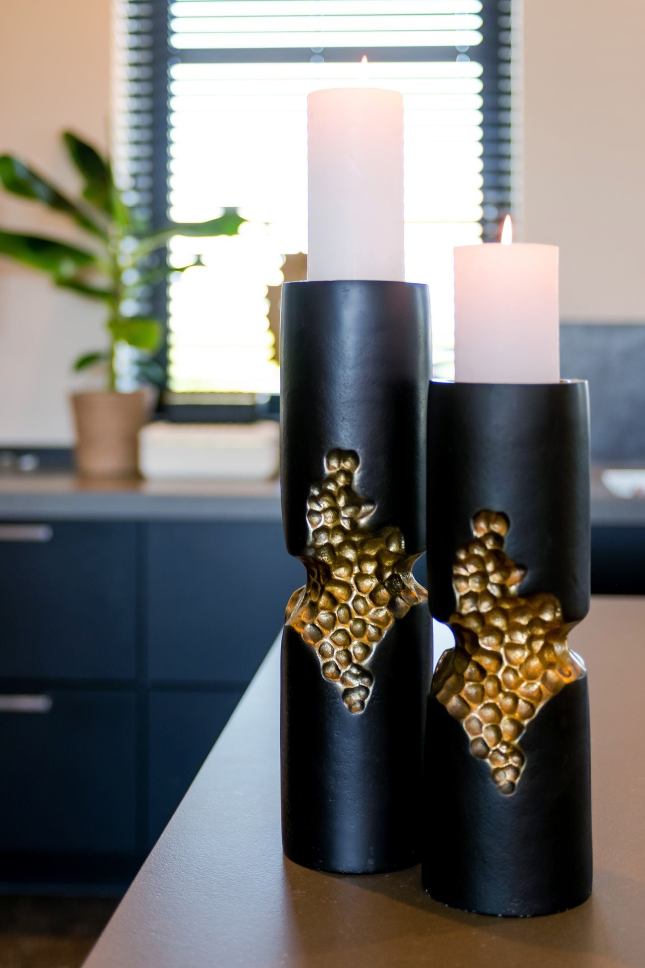 Candle holder Osiris set of 2 (Silver/ Black&Gold)