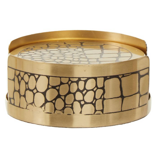 MEKO GOLD CROC PATTERN COASTERS AND HOLDER