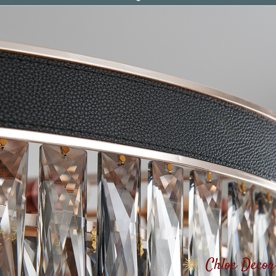 Black Leather rim with crystals Luxury Chandelier