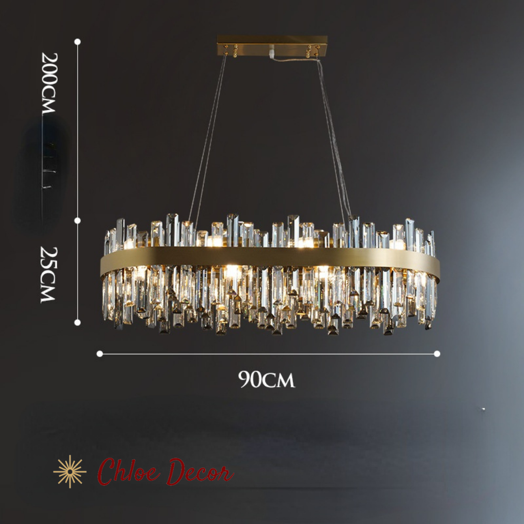 Nordic Golden Round/Rectangle Chandelier With Crystals