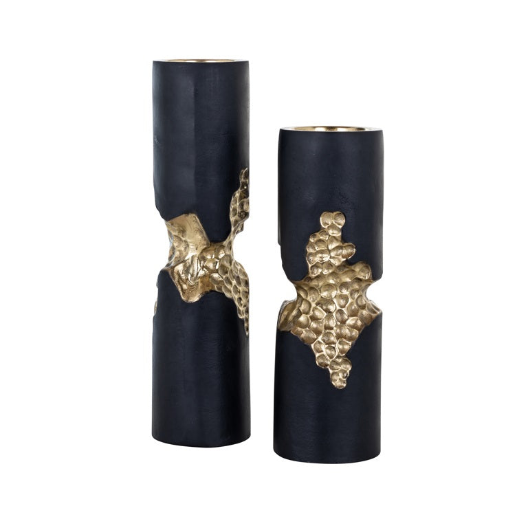 Candle holder Osiris set of 2 (Silver/ Black&Gold)