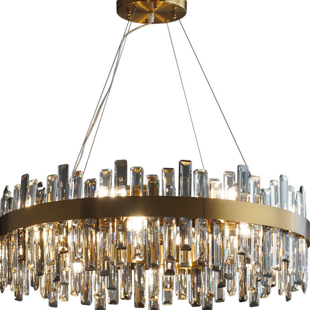 Nordic Golden Round/Rectangle Chandelier With Crystals