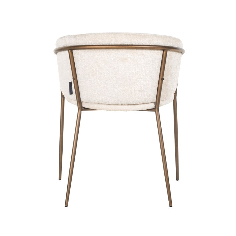 Boucle white chair with brass