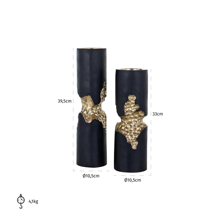 Candle holder Osiris set of 2 (Silver/ Black&Gold)